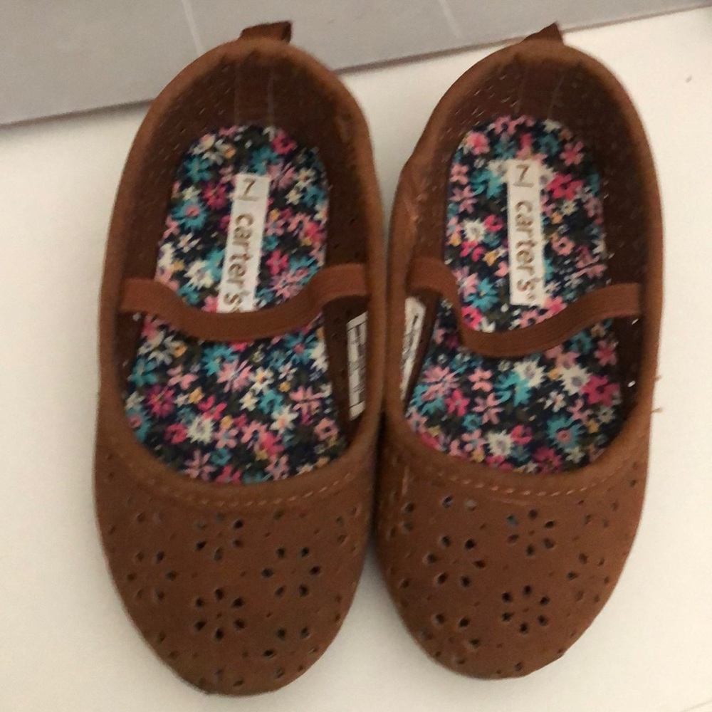 Carters brown perforated faux suede shoes